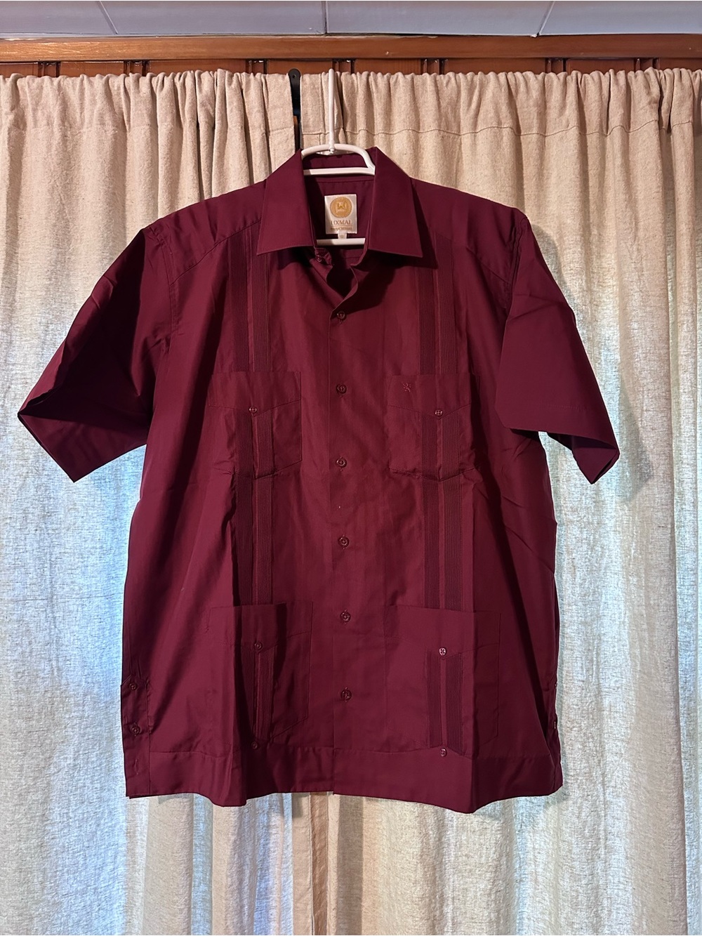 Lively Burgundy Short-Sleeve Button-Up Shirt